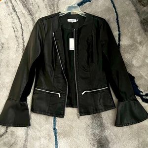 Calvin Klein Genuine Leather Jacket. Super cute arm detail. NWT